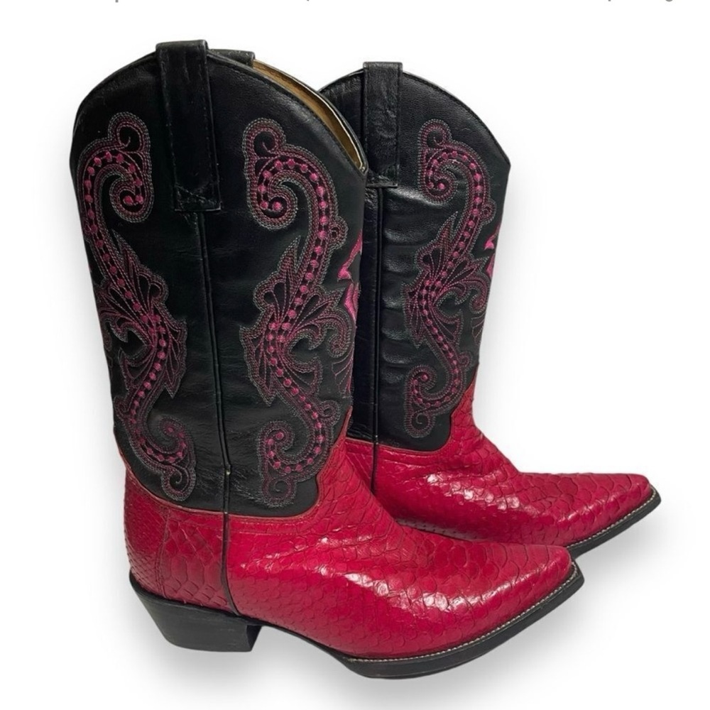 Circle G Boots Genuine Python Leather Pink Western 10 B Cowgirl Embroidered